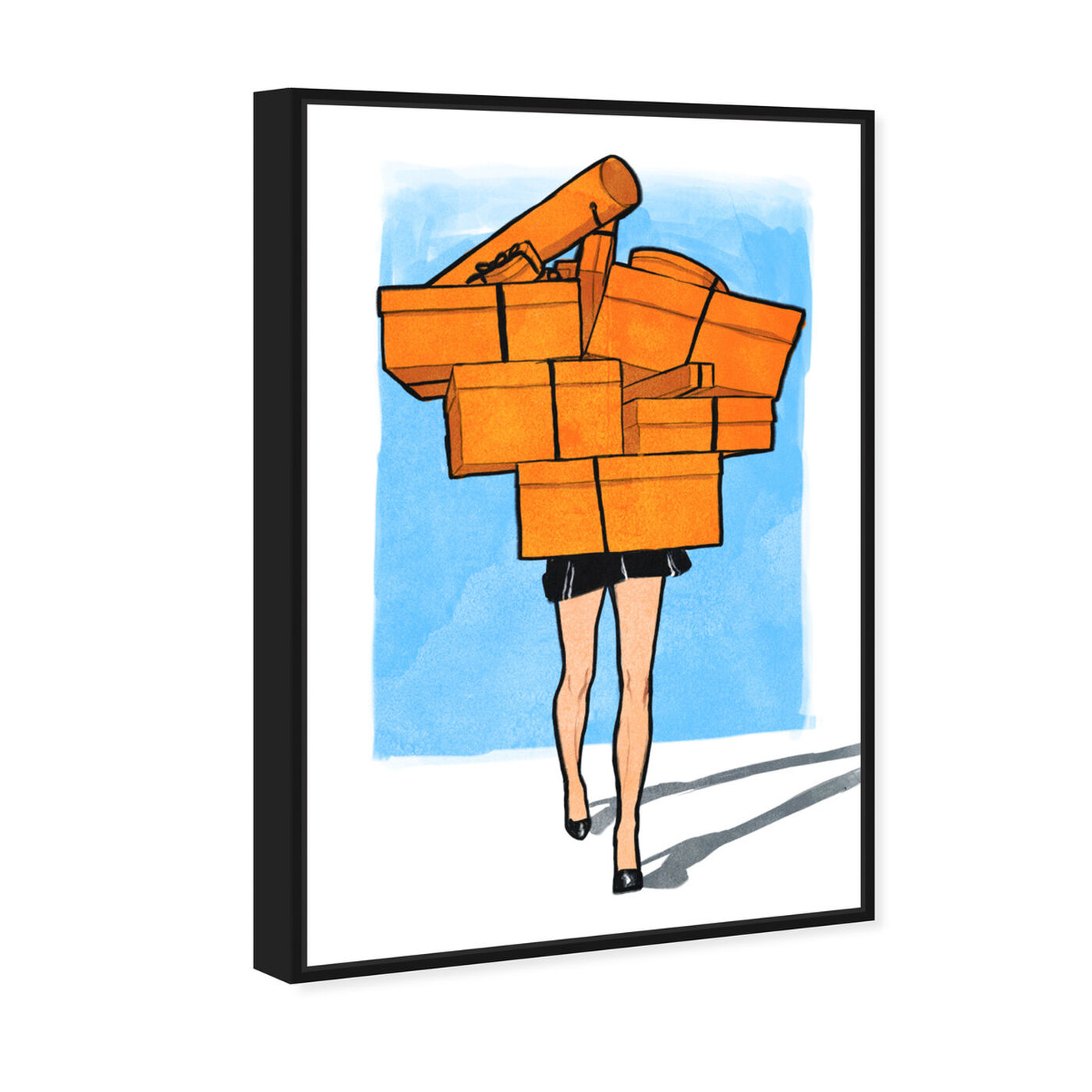 Angled view of Orange Box Overload I featuring fashion and glam and lifestyle art.