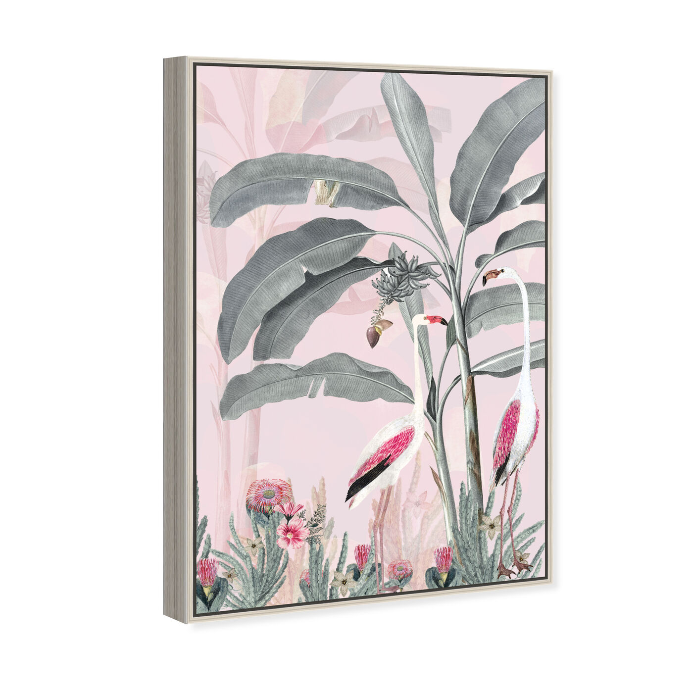 Angled view of Flamingo Pink featuring animals and birds art.