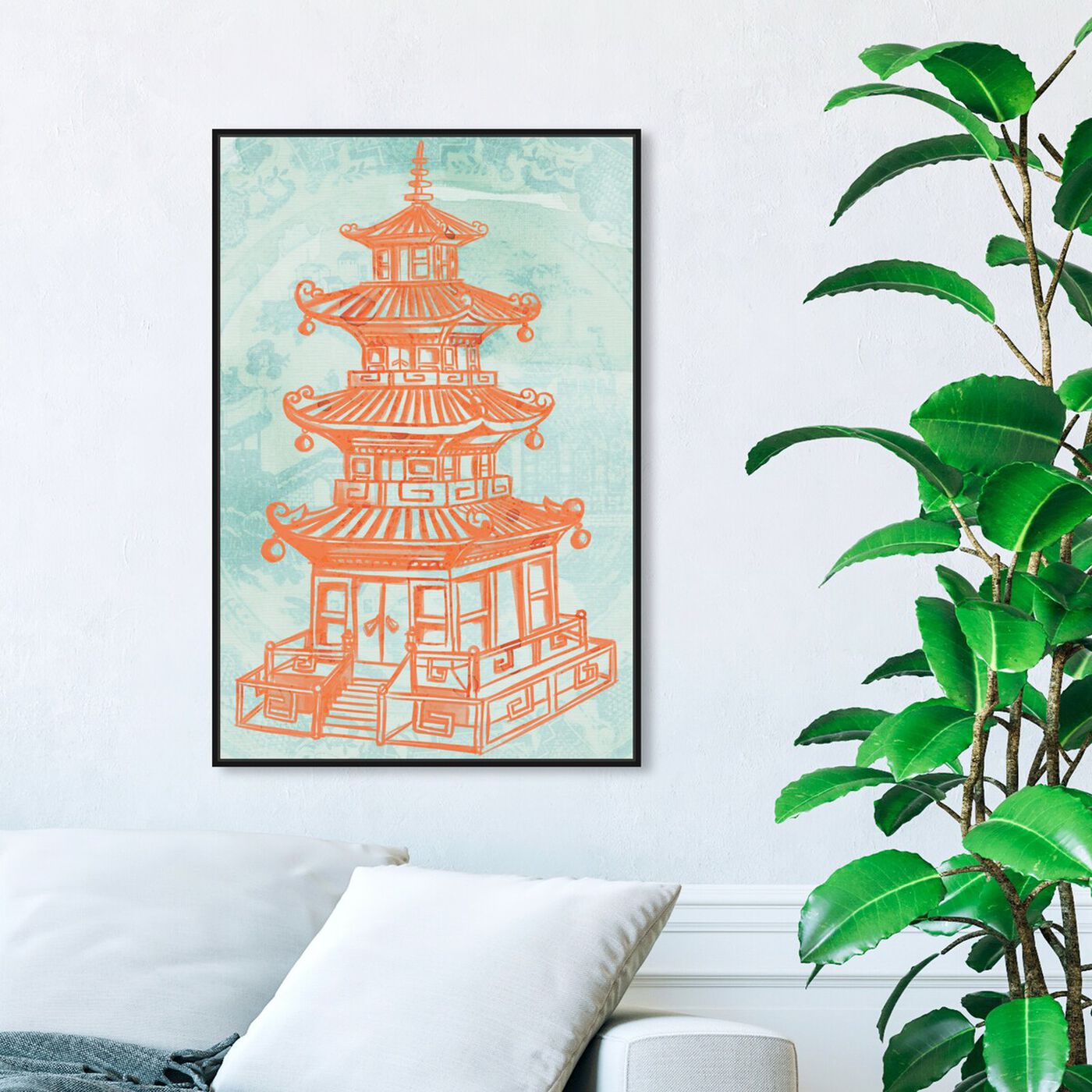 Hanging view of Pagoda Lagoon featuring world and countries and asian cultures art.
