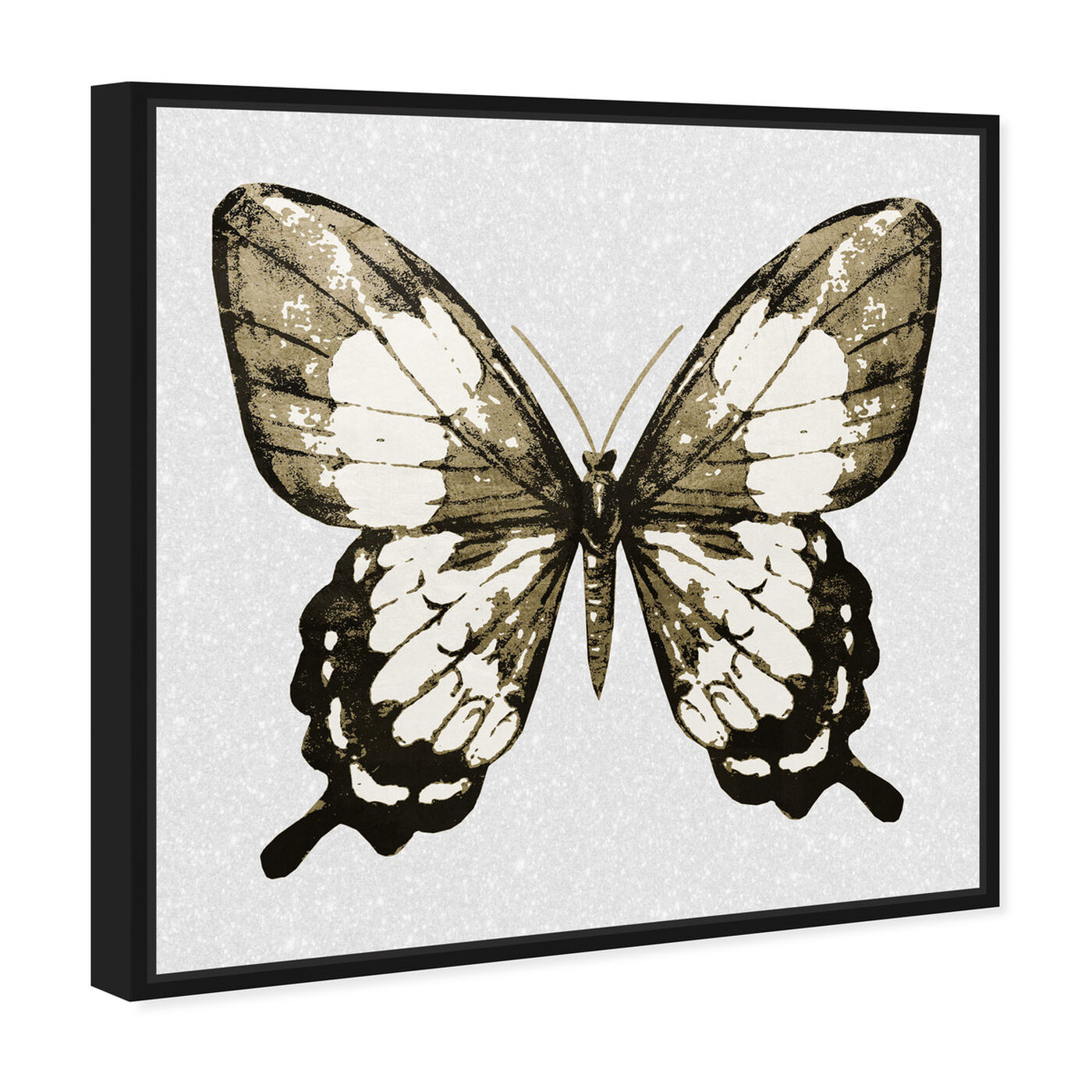 Angled view of Butterfly Gold and Black featuring animals and insects art.