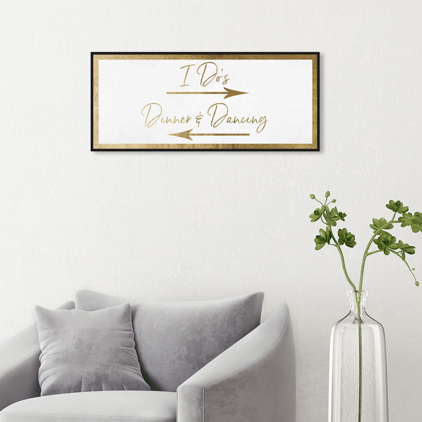 Hanging view of Dinner and Dancing Gold featuring typography and quotes and love quotes and sayings art.