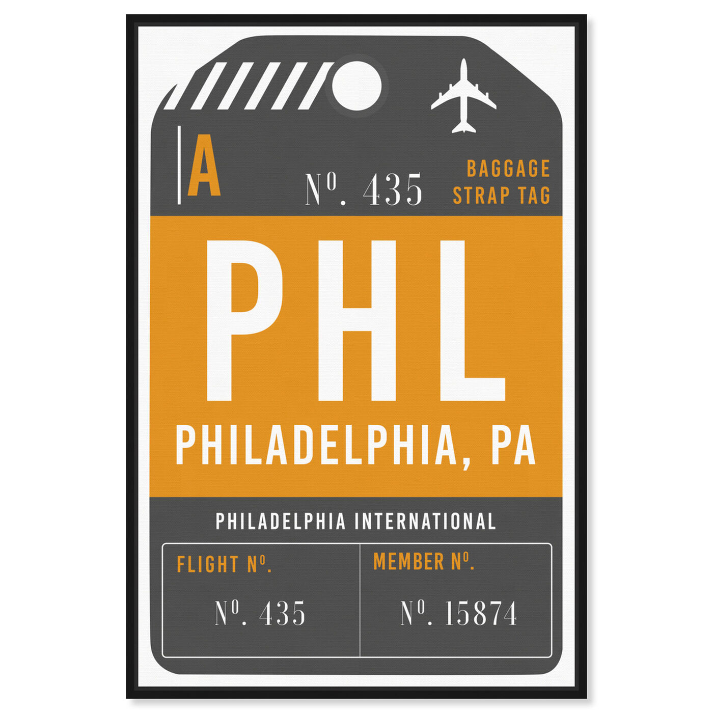 Front view of Philadelphia Luggage Tag featuring cities and skylines and united states cities art.