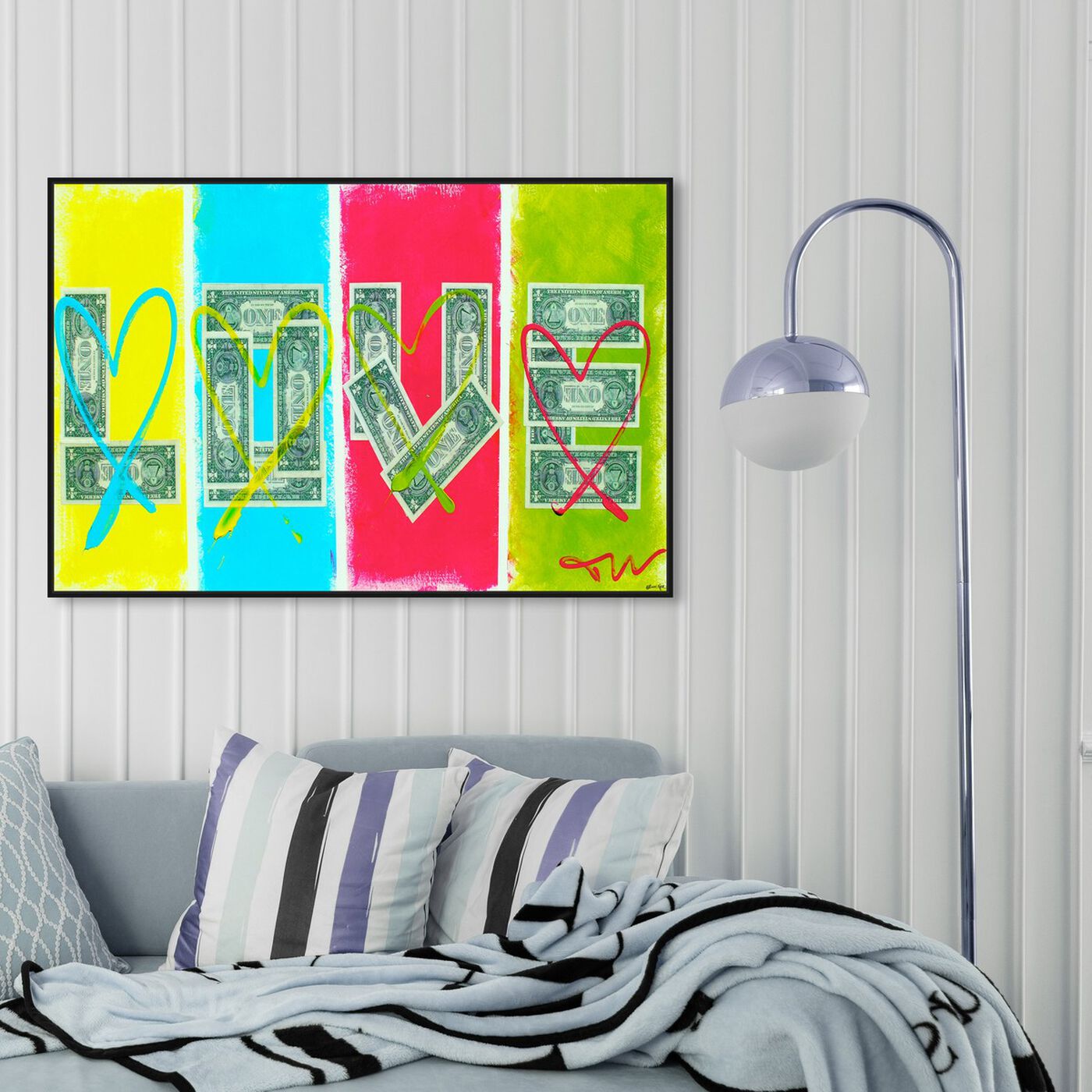 Hanging view of Love equals money by Tiago Magro featuring typography and quotes and love quotes and sayings art.