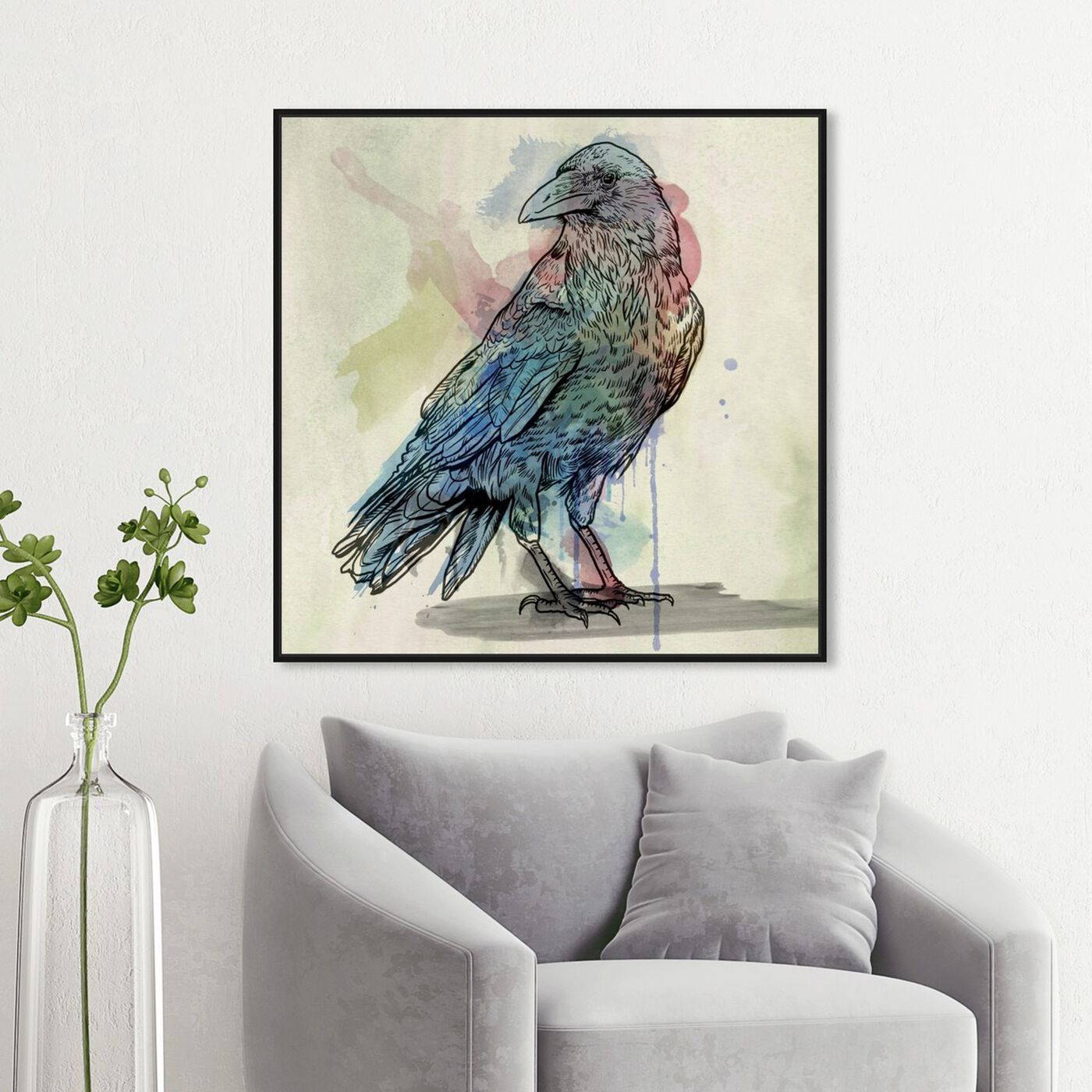 Hanging view of Flying Shadow featuring animals and birds art.