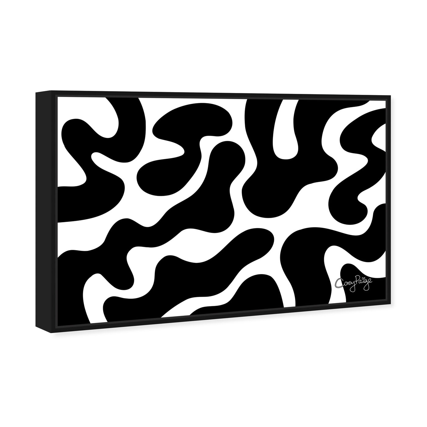 Angled view of Corey Paige - Black and White Abstract I featuring abstract and shapes art.