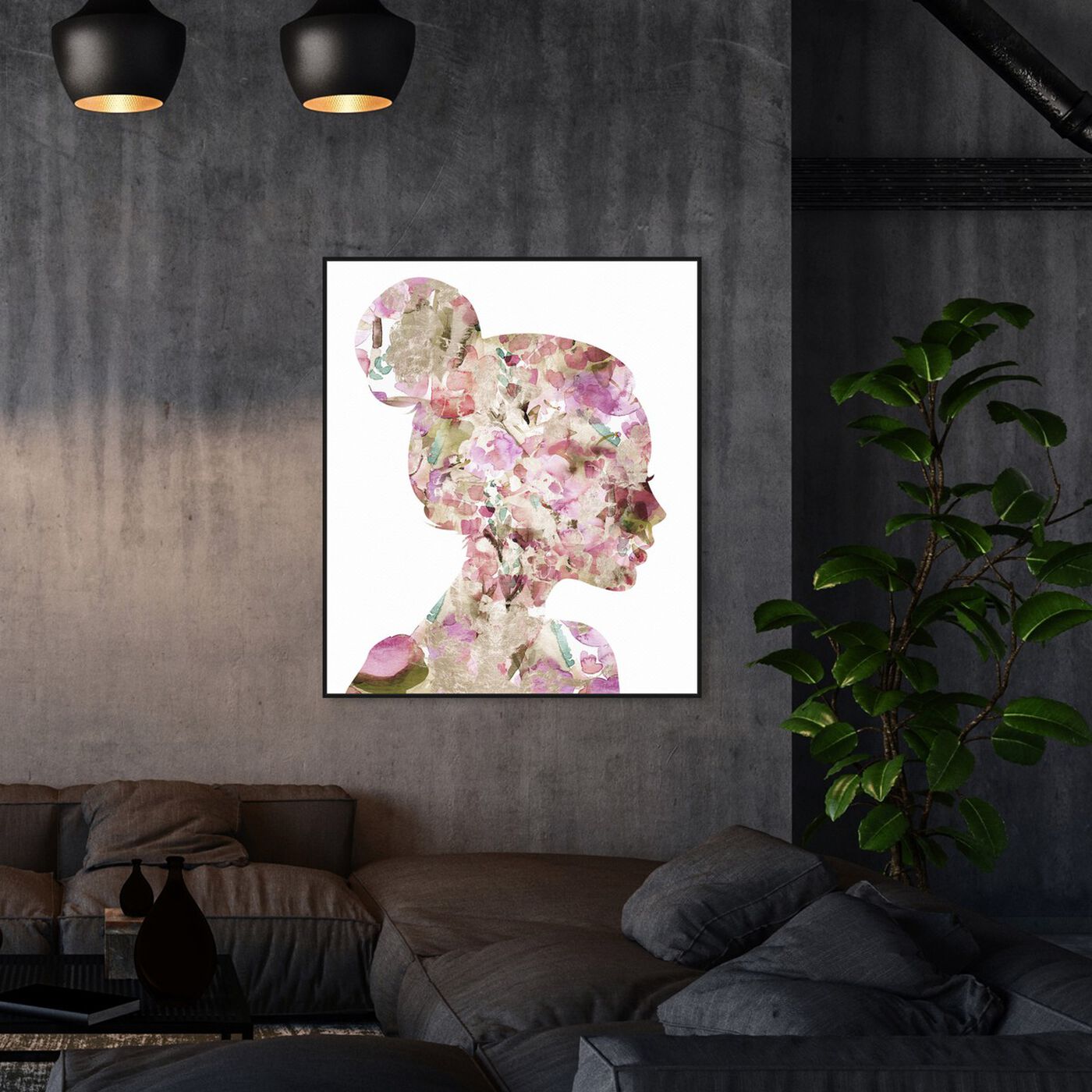 Hanging view of Wild Floral Top Knot V2 featuring fashion and glam and portraits art.