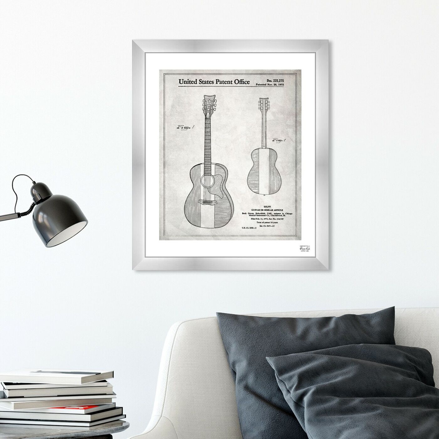 Hanging view of Buck Owens Guitar 1972 I featuring music and dance and music instruments art.