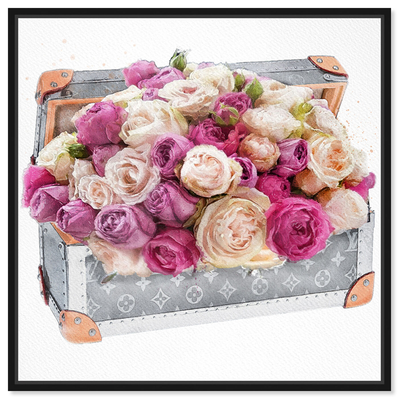 Front view of Rose Dreaming Trunk featuring floral and botanical and florals art.