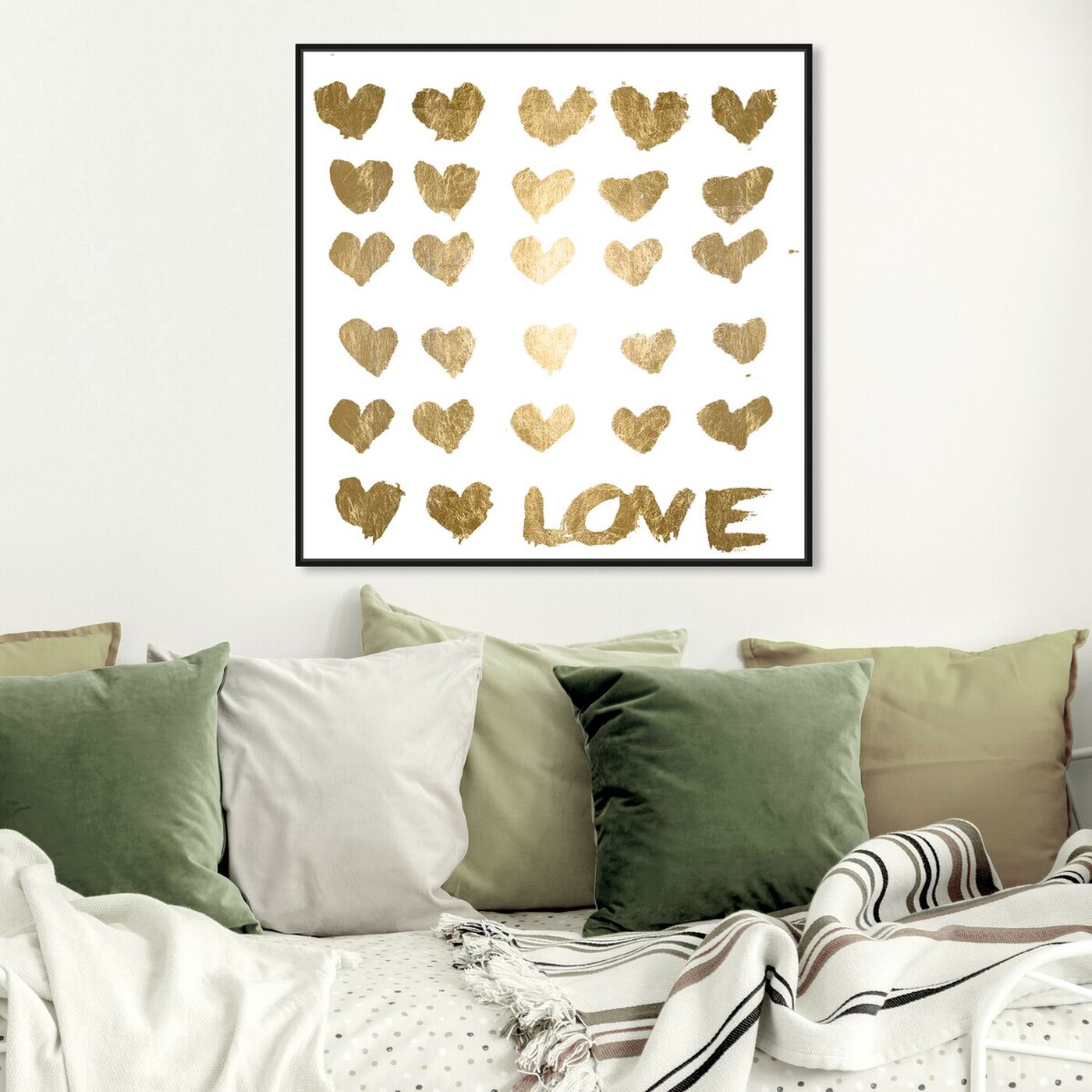 Hanging view of In The Papers Gold Gold Foil featuring fashion and glam and hearts art.