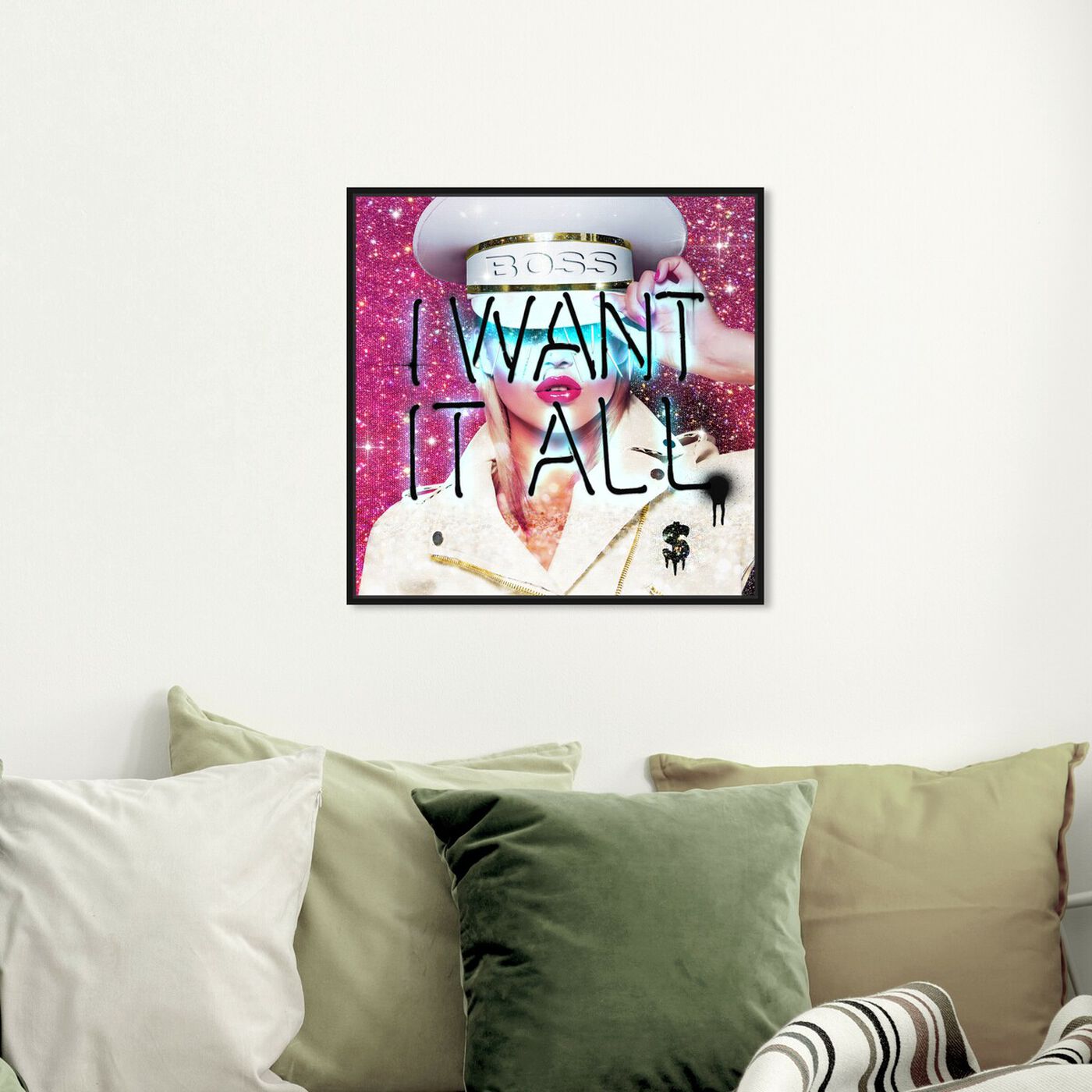 Hanging view of Want It All Chief featuring fashion and glam and lifestyle art.