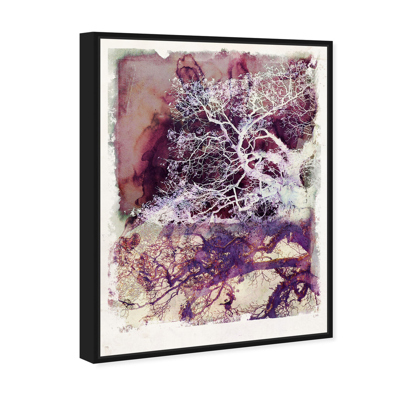 Angled view of Wanderer in Mauve featuring floral and botanical and trees art.