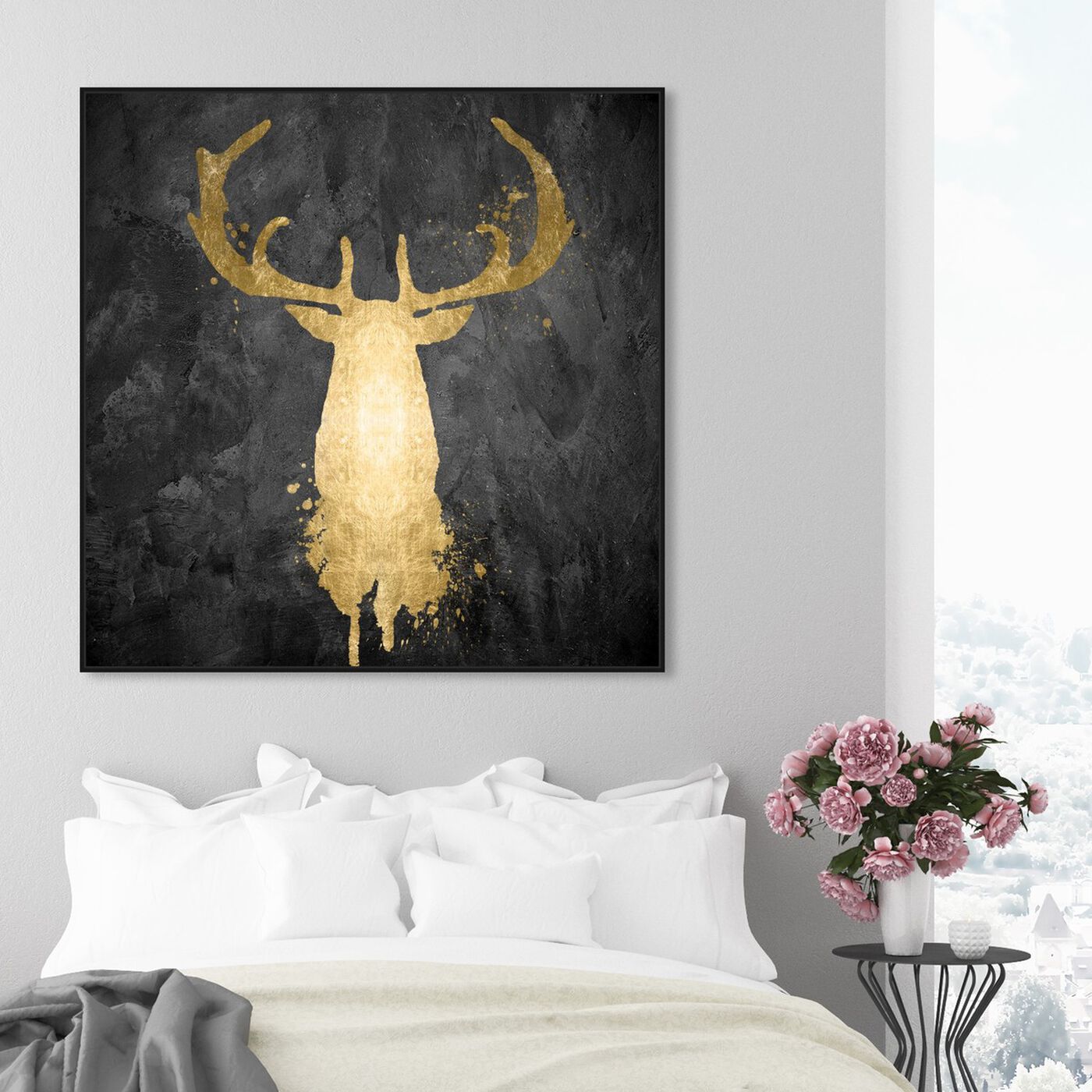 Hanging view of Stag Majesty Gold featuring animals and farm animals art.