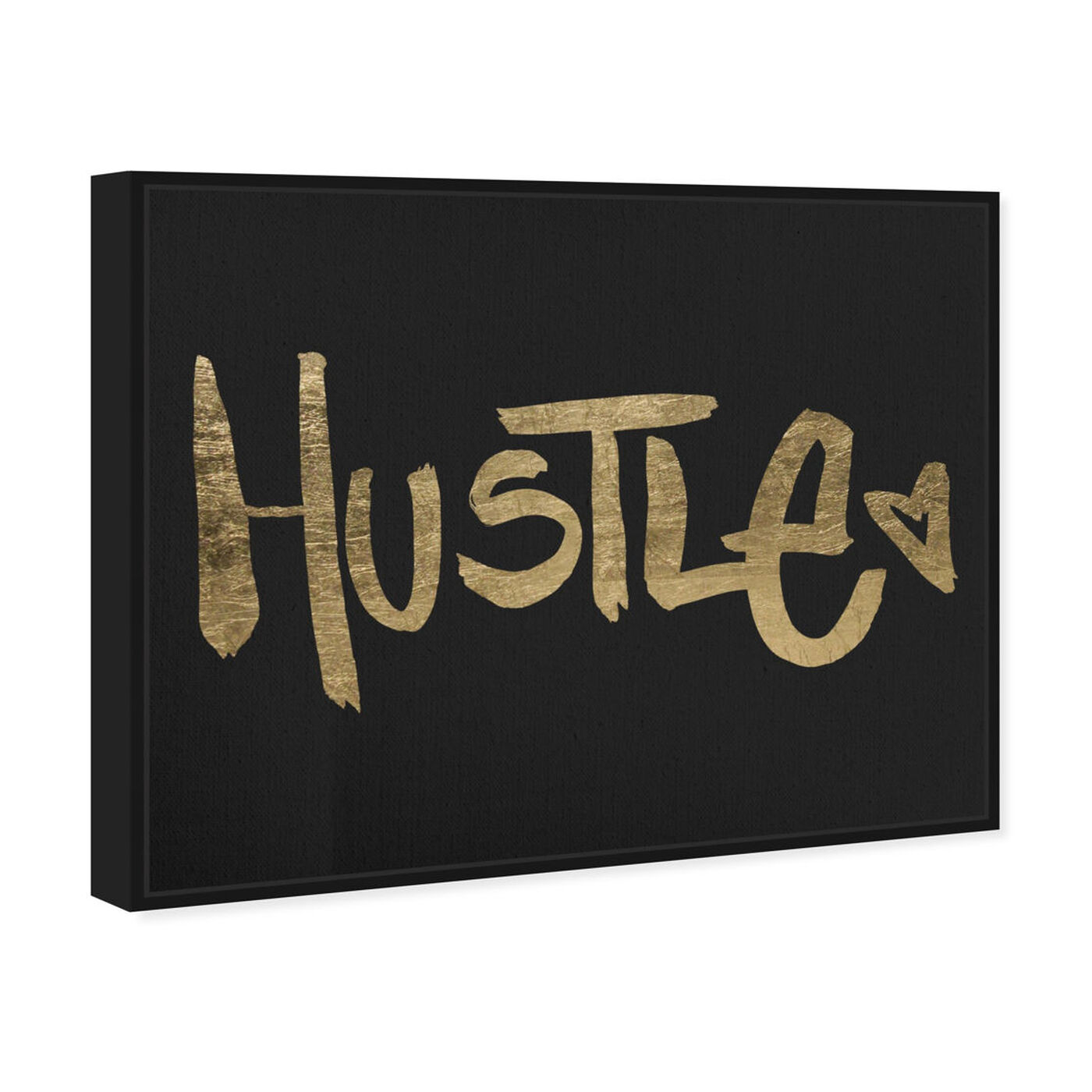 Angled view of Hustle featuring typography and quotes and inspirational quotes and sayings art.