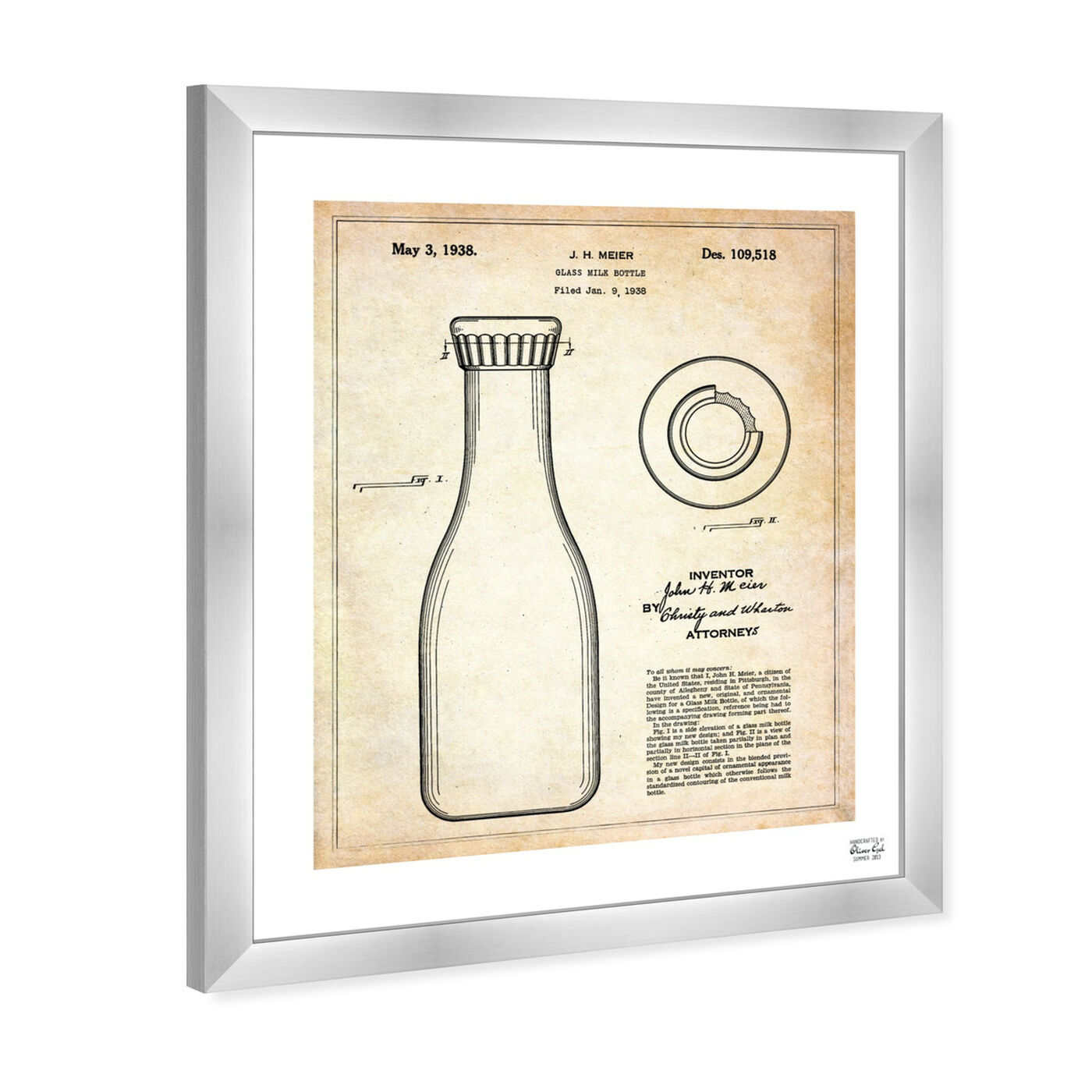 Angled view of Milk Bottle 1938 featuring food and cuisine and baking essentials art.