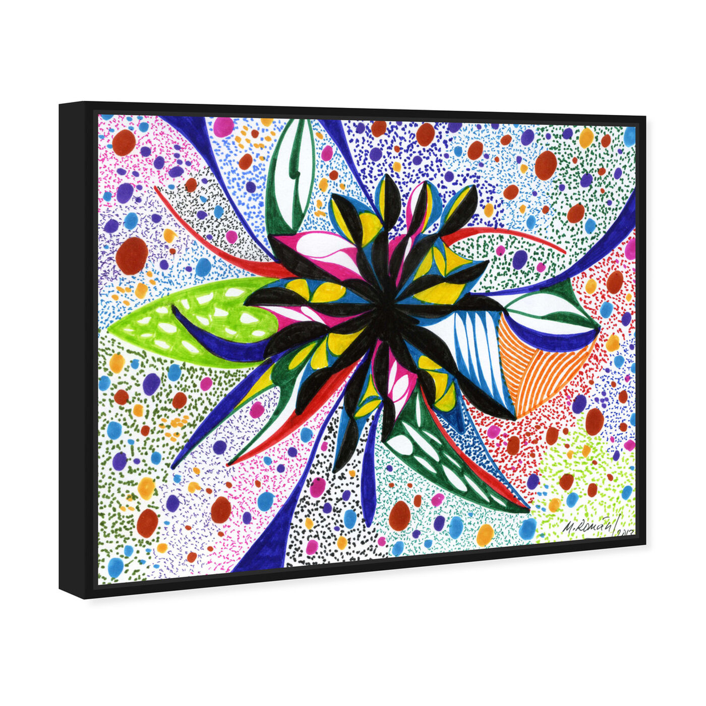Angled view of Bromeliad featuring abstract and flowers art.