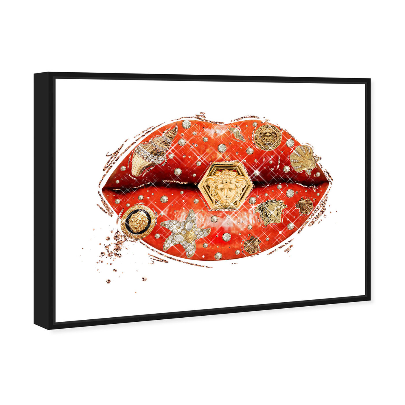 Angled view of Gianni Coral Lips featuring fashion and glam and lips art.