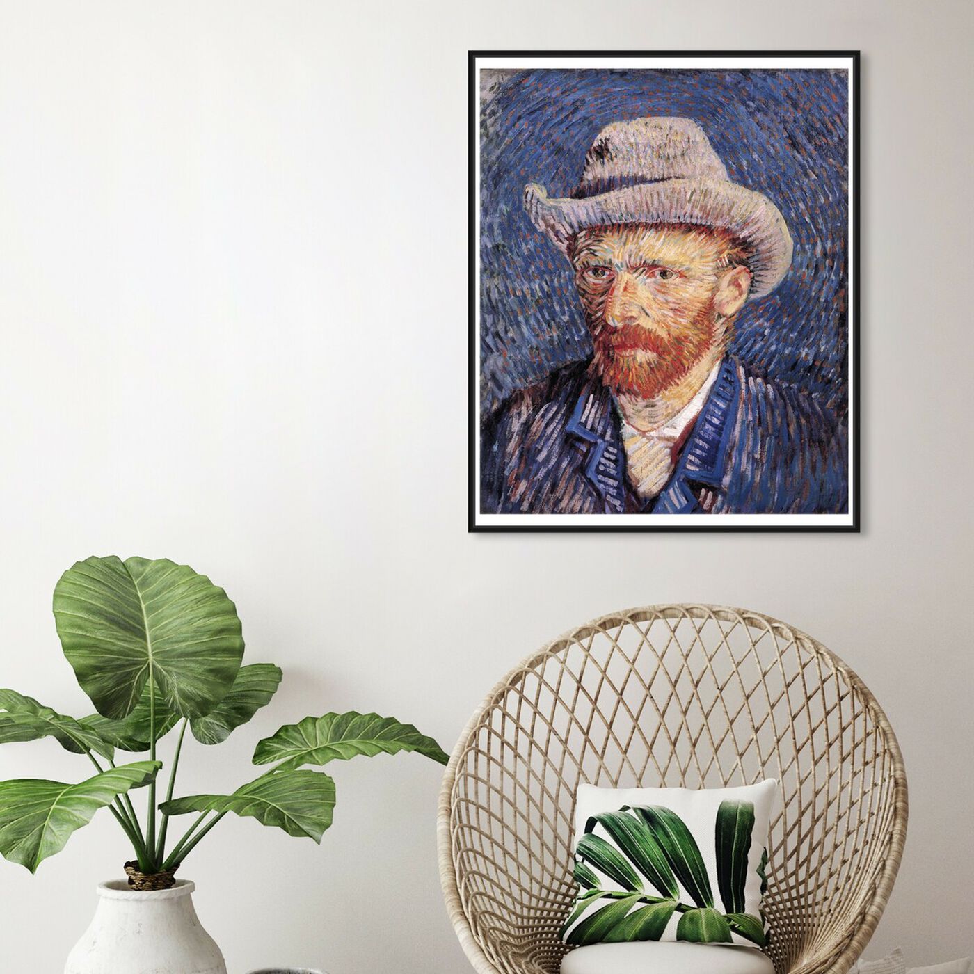 Hanging view of Van Gogh - Self Portrait with Felt featuring classic and figurative and impressionism art.