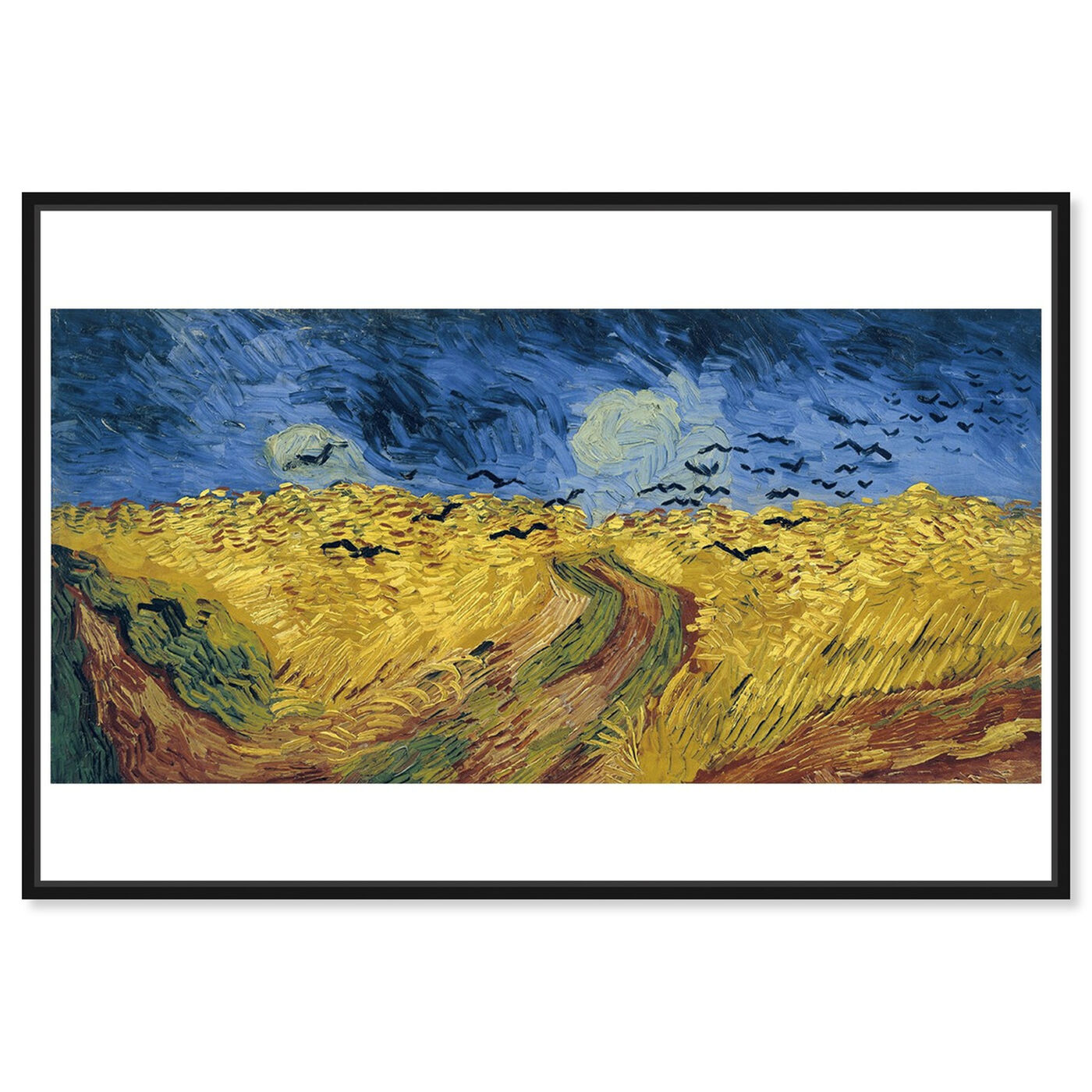 Front view of Van Gogh - Wheatfield with Crows featuring classic and figurative and impressionism art.