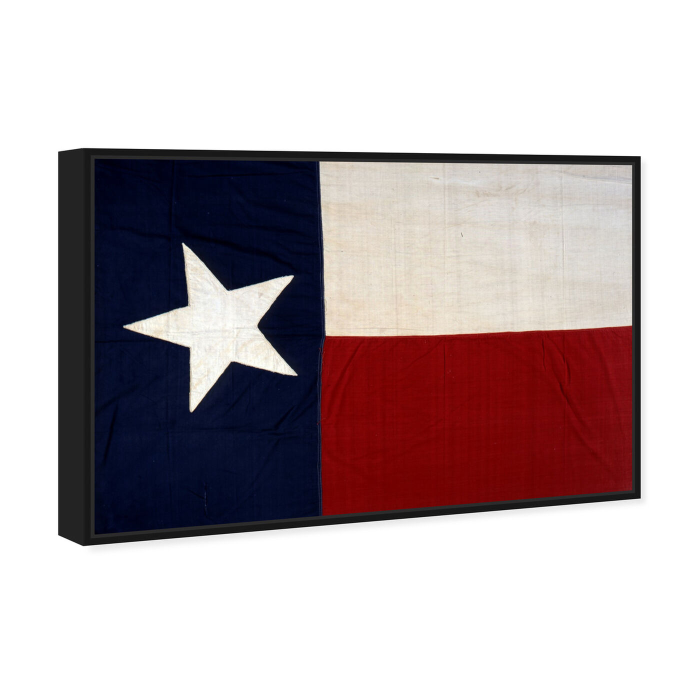Angled view of Lone Star Flag featuring maps and flags and us states flags art.