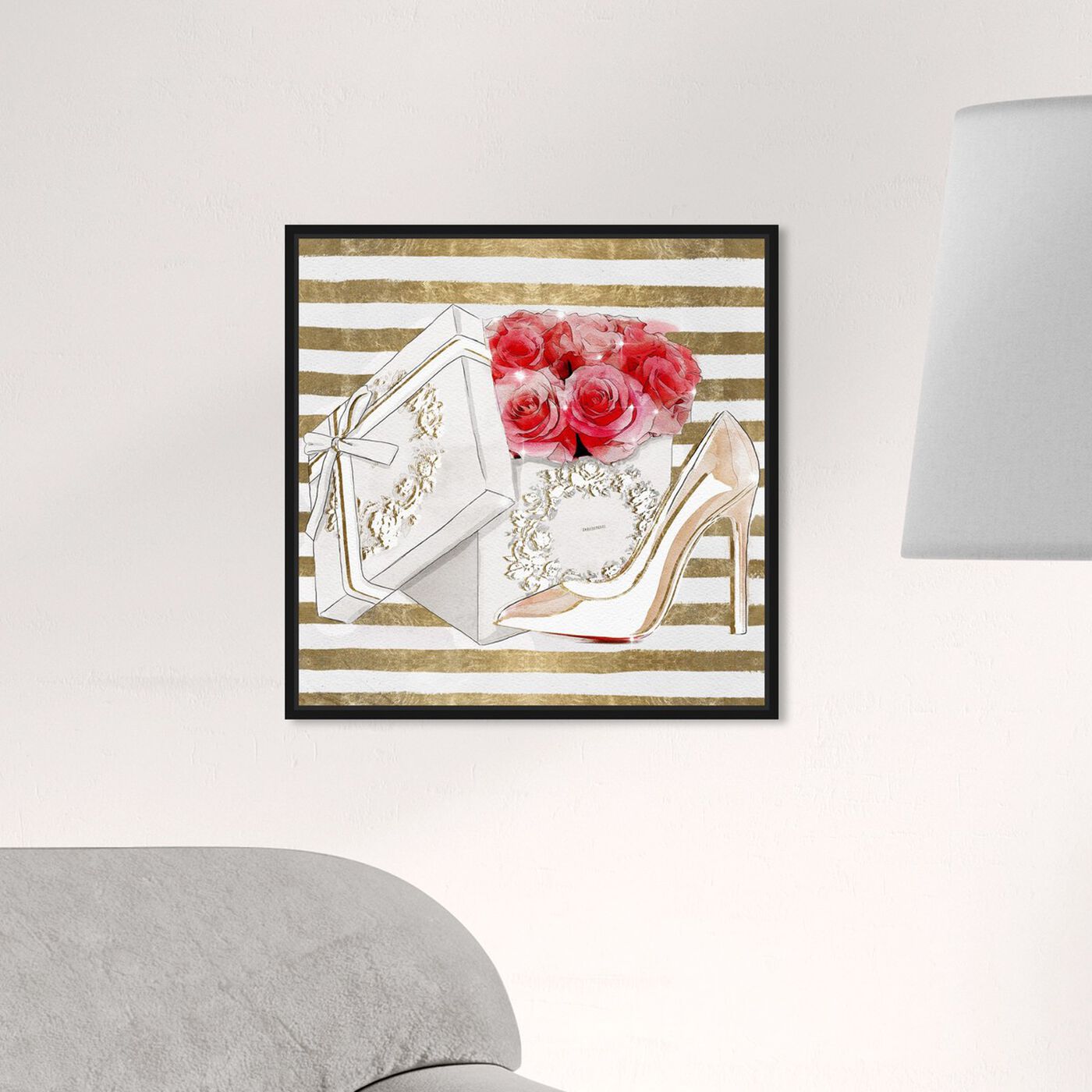 Hanging view of Gorgeous Gifts Stripes featuring fashion and glam and shoes art.