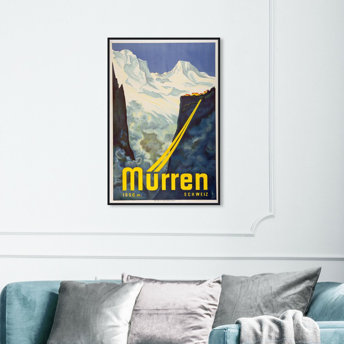 Hanging view of Murren Ski featuring advertising and posters art.