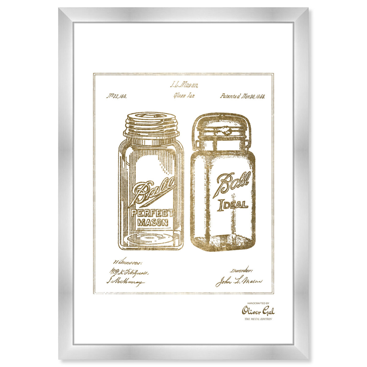 Front view of Mason Jar - Adapted 1853 - Noir Gold featuring food and cuisine and kitchen art.