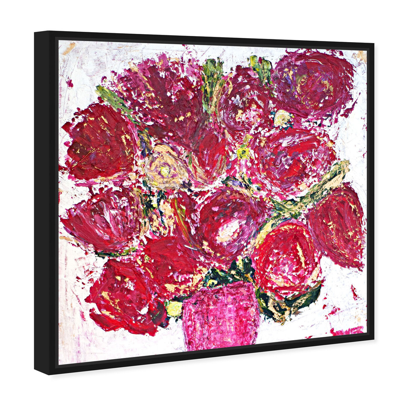 Angled view of Roses A Go-Go by Claire Sower featuring floral and botanical and florals art.