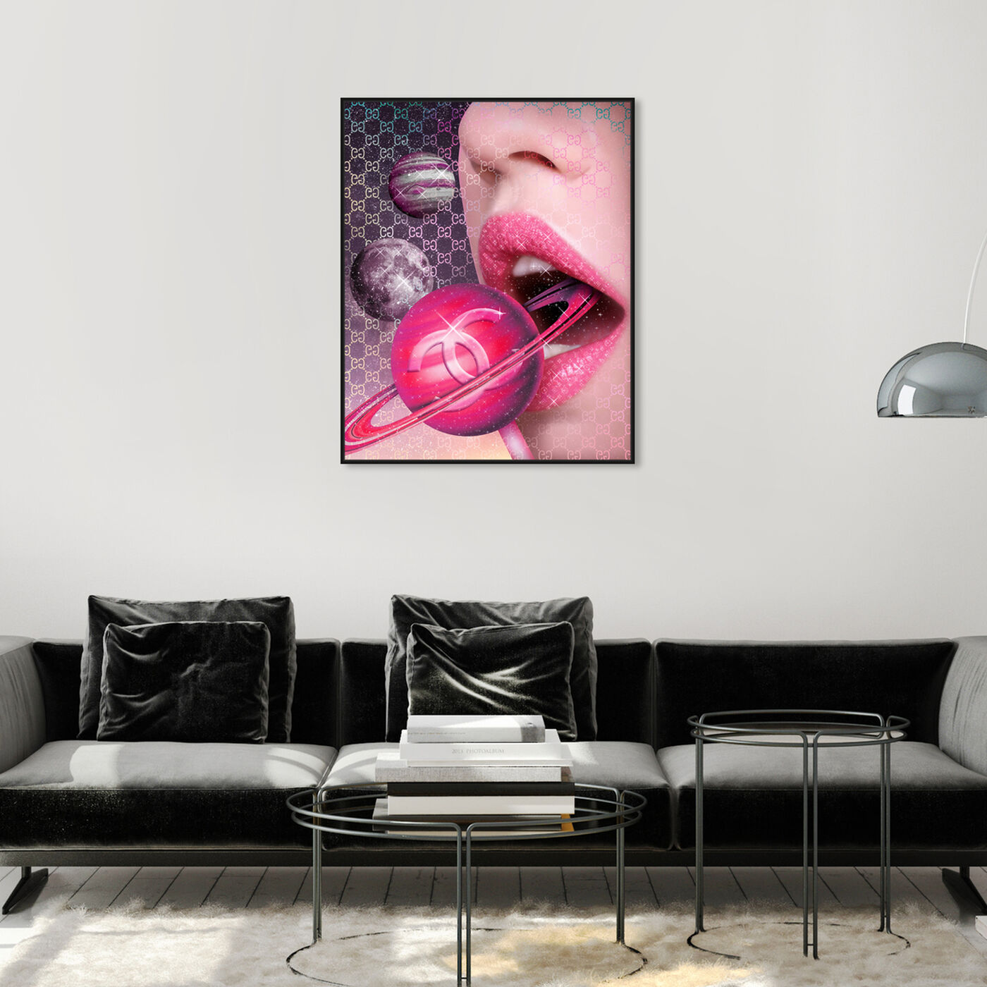 Hanging view of Cosmic Kiss featuring astronomy and space and solar system art.