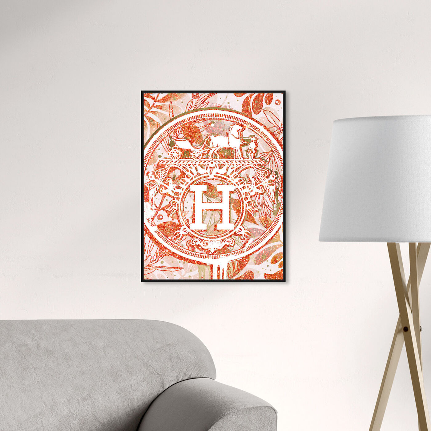 Hanging view of Retro Fields Tangerine featuring fashion and glam and lifestyle art.