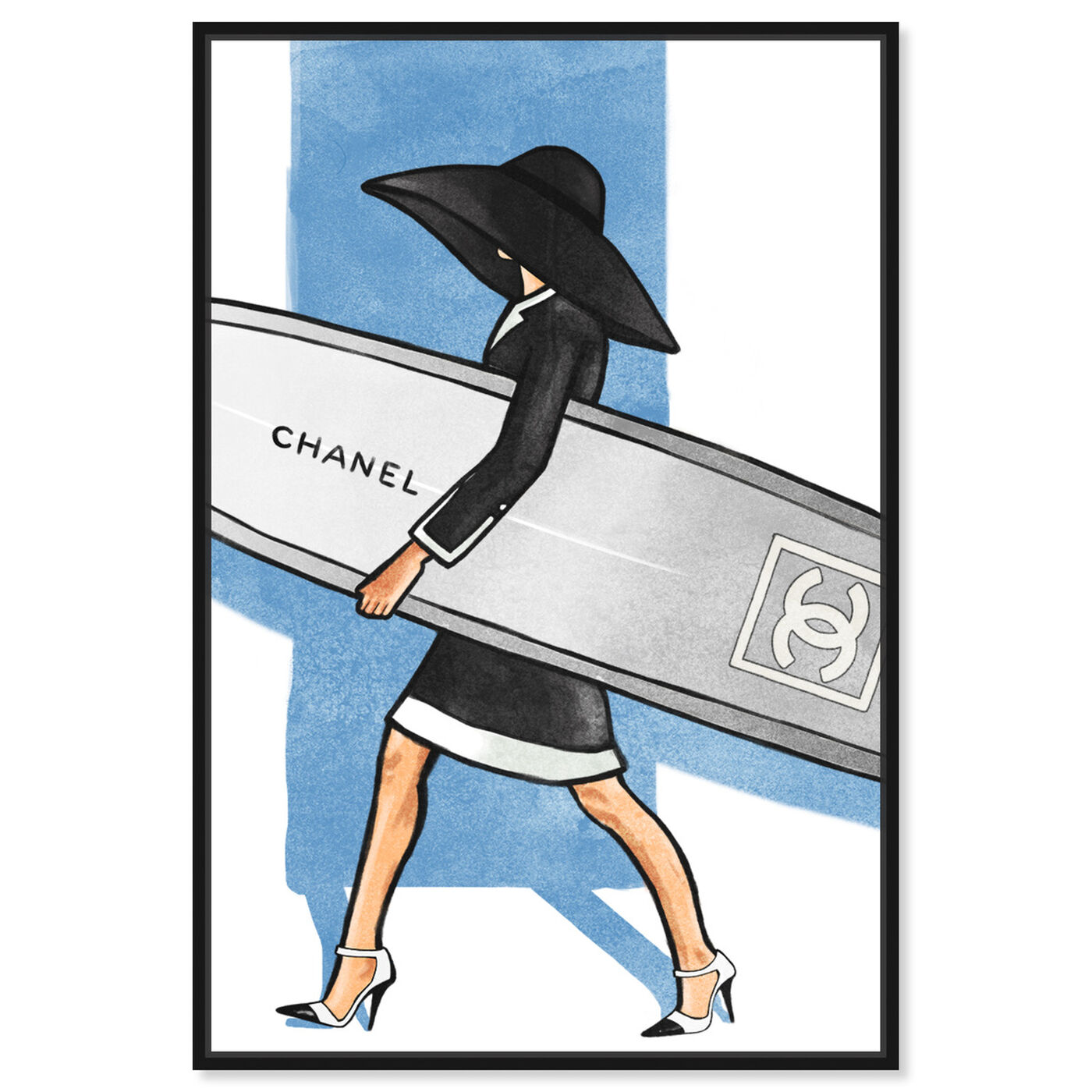 Oliver Gal 'Surfer Girl Tall' Fashion and Glam Wall Art Canvas Print - Black, White - 24 x 36