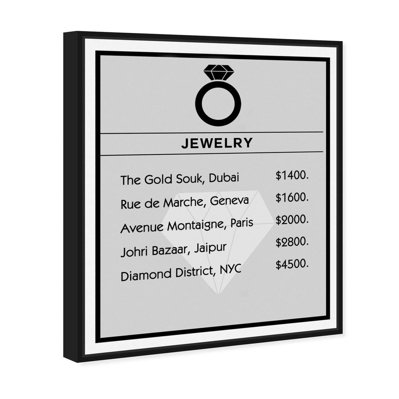 Angled view of Jewelry Card featuring entertainment and hobbies and jewelry art.