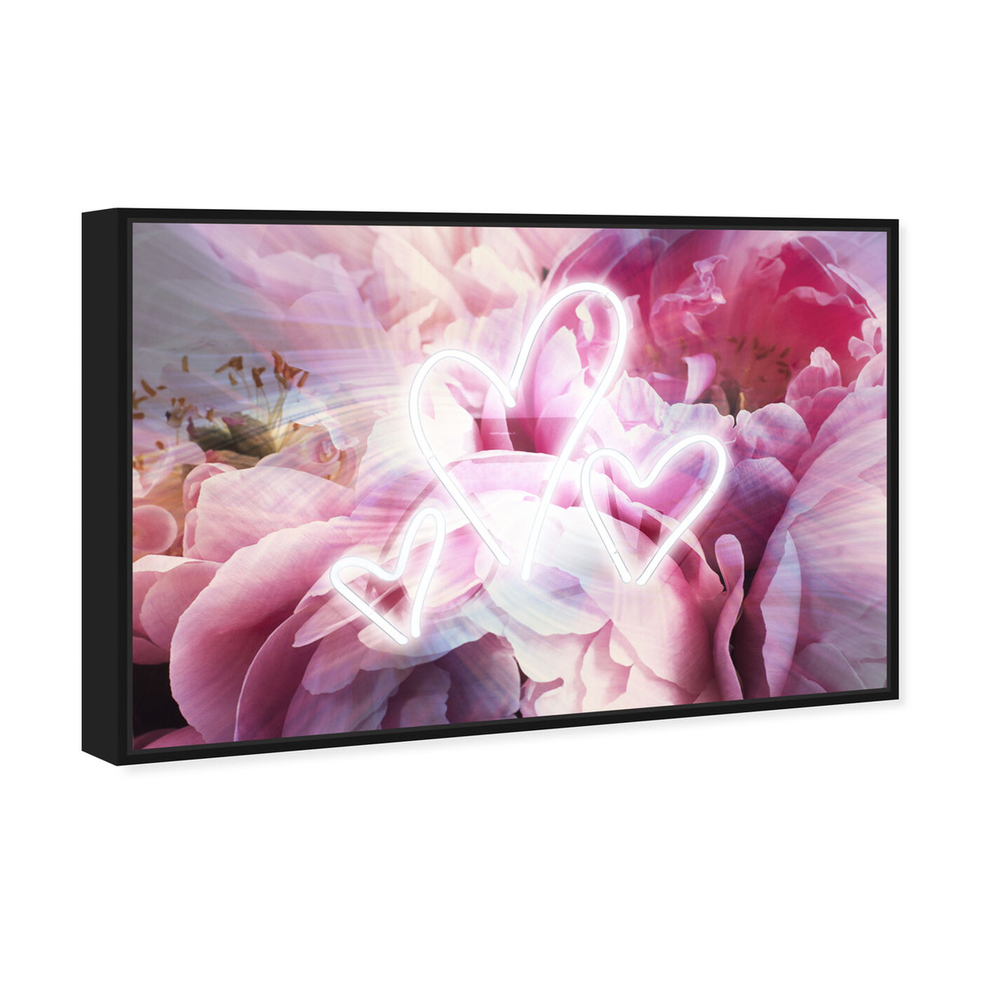 Angled view of LED Hearts featuring floral and botanical and florals art.