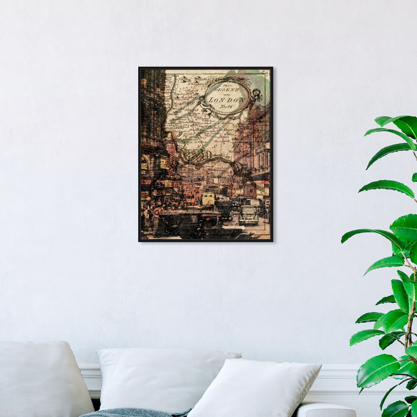 Hanging view of London Classic featuring maps and flags and european cities maps art.