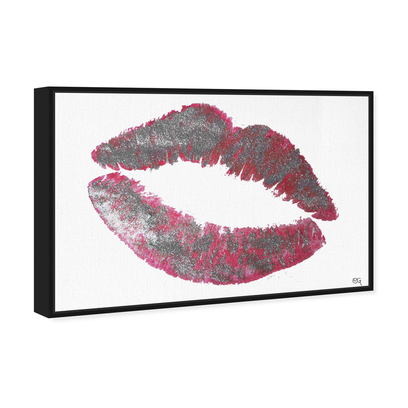 Angled view of Glitter Kiss Silver featuring fashion and glam and lips art.