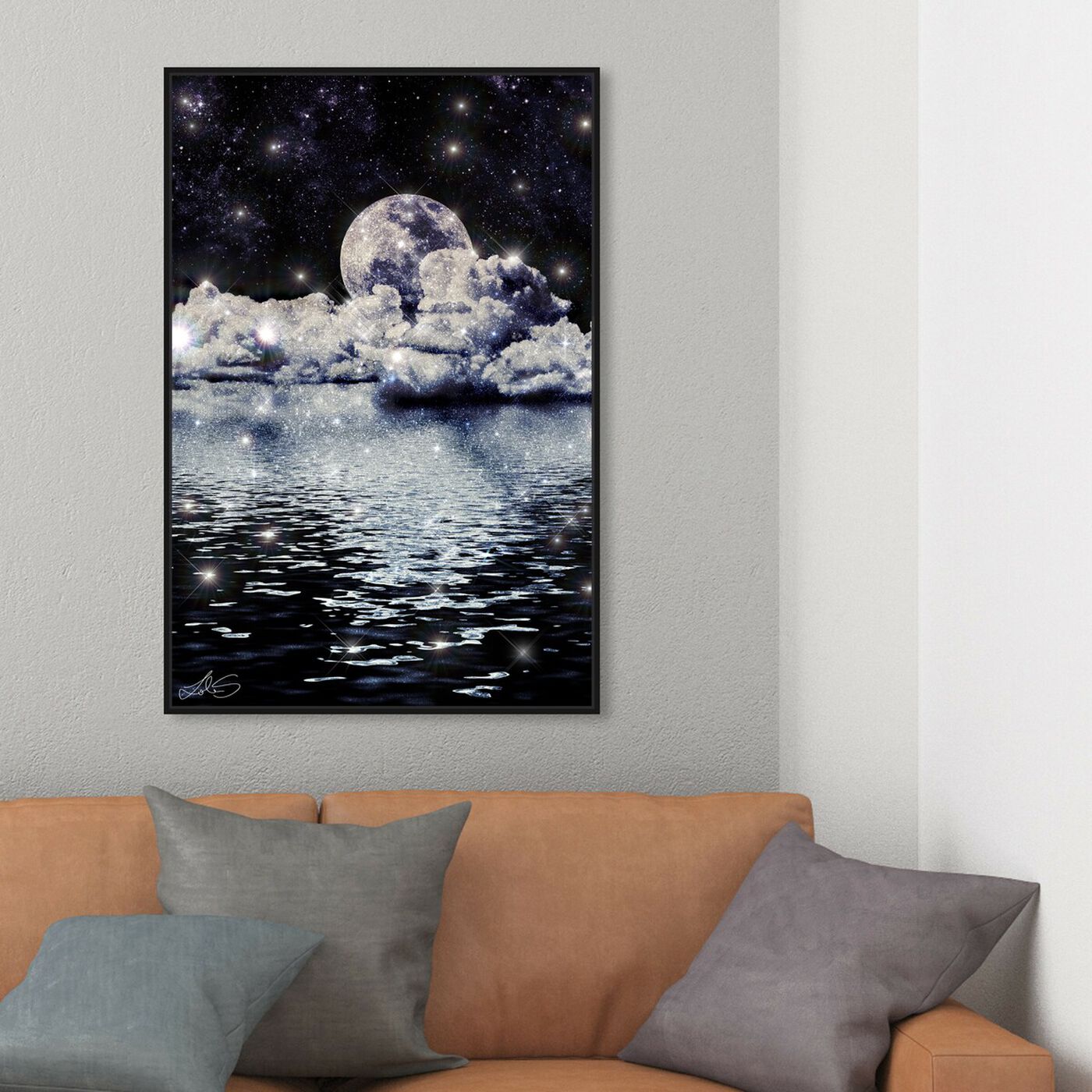Hanging view of Honeymoon Nights featuring astronomy and space and moons art.