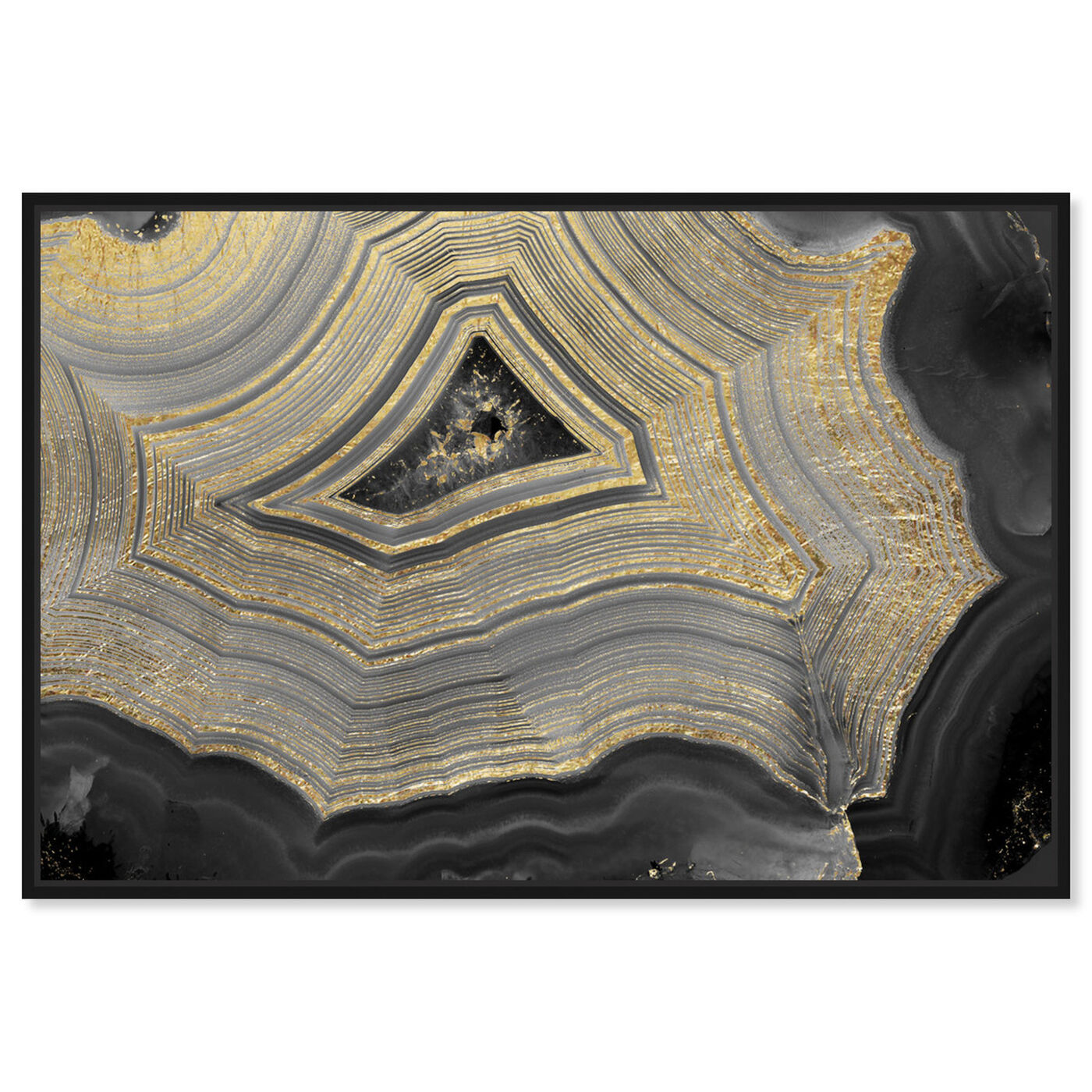 Front view of Dubbio Geode featuring abstract and crystals art.