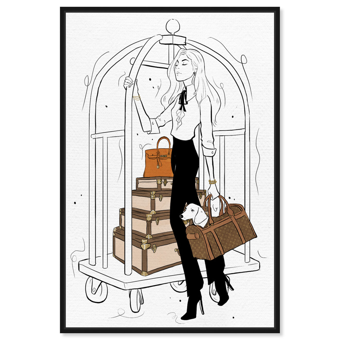 Front view of Traveling with Ease featuring fashion and glam and travel essentials art.