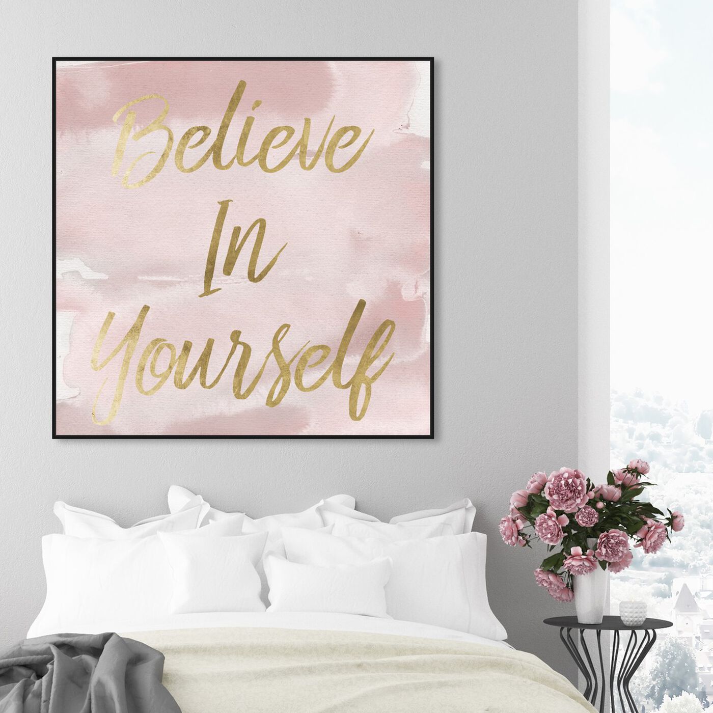 Hanging view of Believe in Yourself Smokey featuring typography and quotes and inspirational quotes and sayings art.