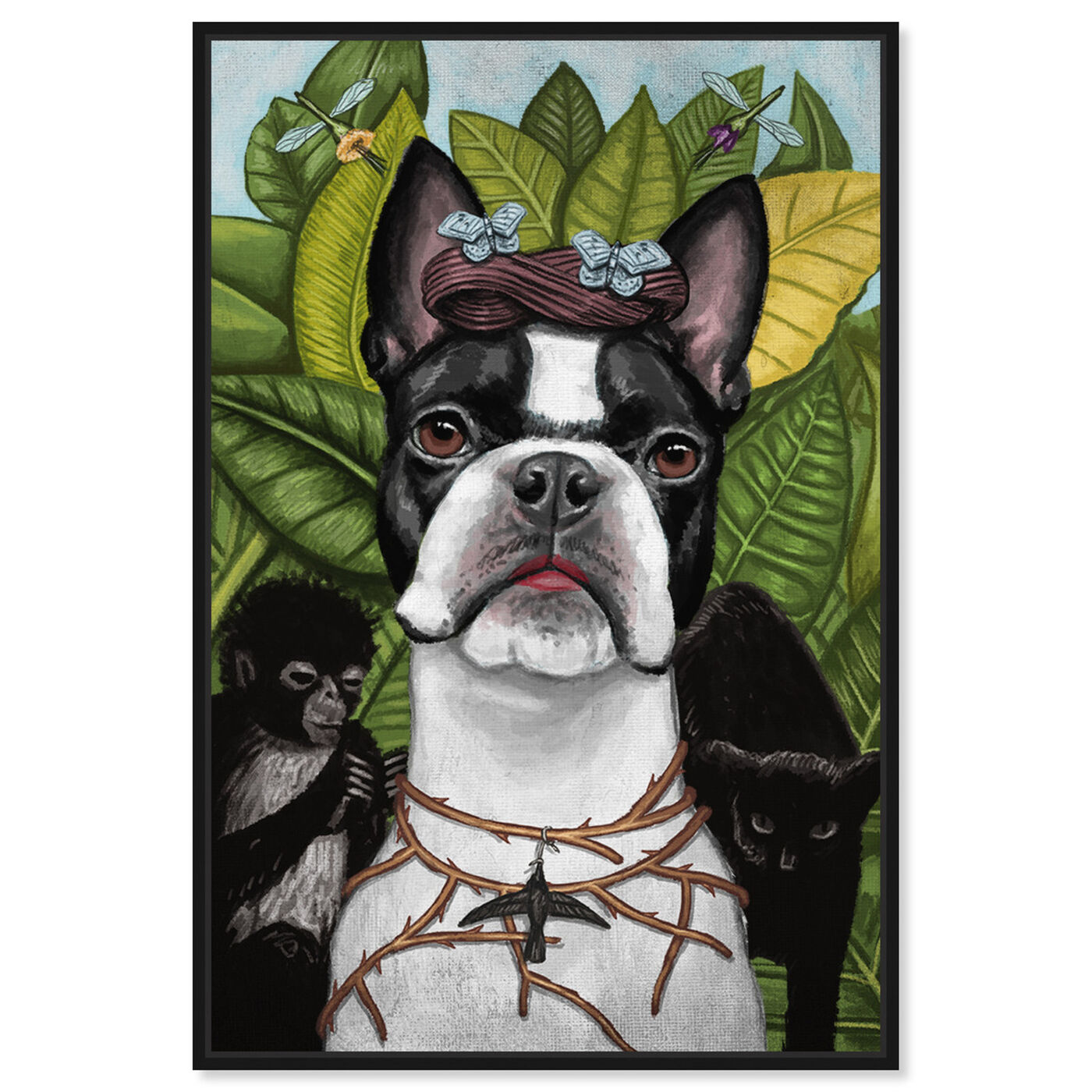 Front view of Frida featuring animals and dogs and puppies art.