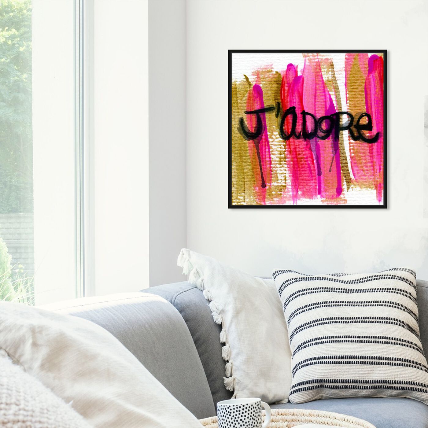 Hanging view of J'Adore  featuring typography and quotes and love quotes and sayings art.