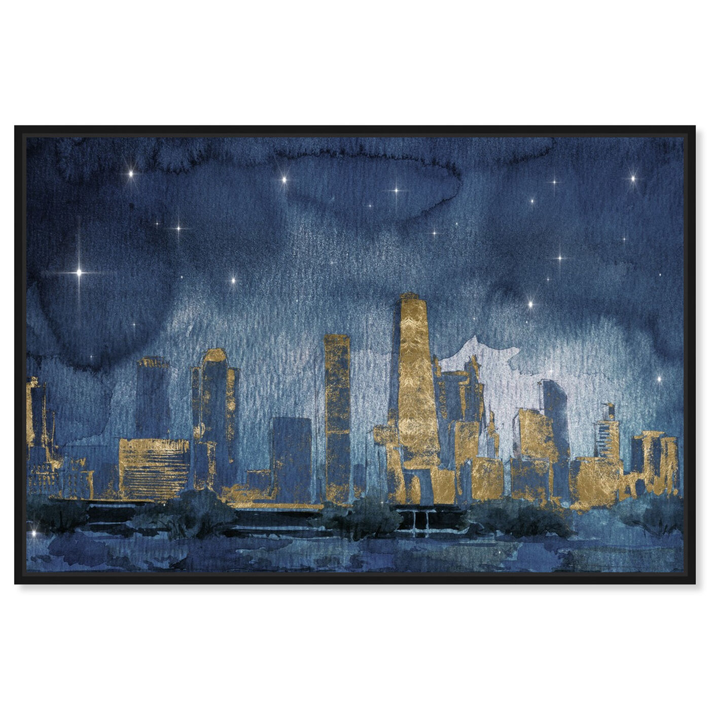 Front view of Chicago Nighttime featuring cities and skylines and united states cities art.