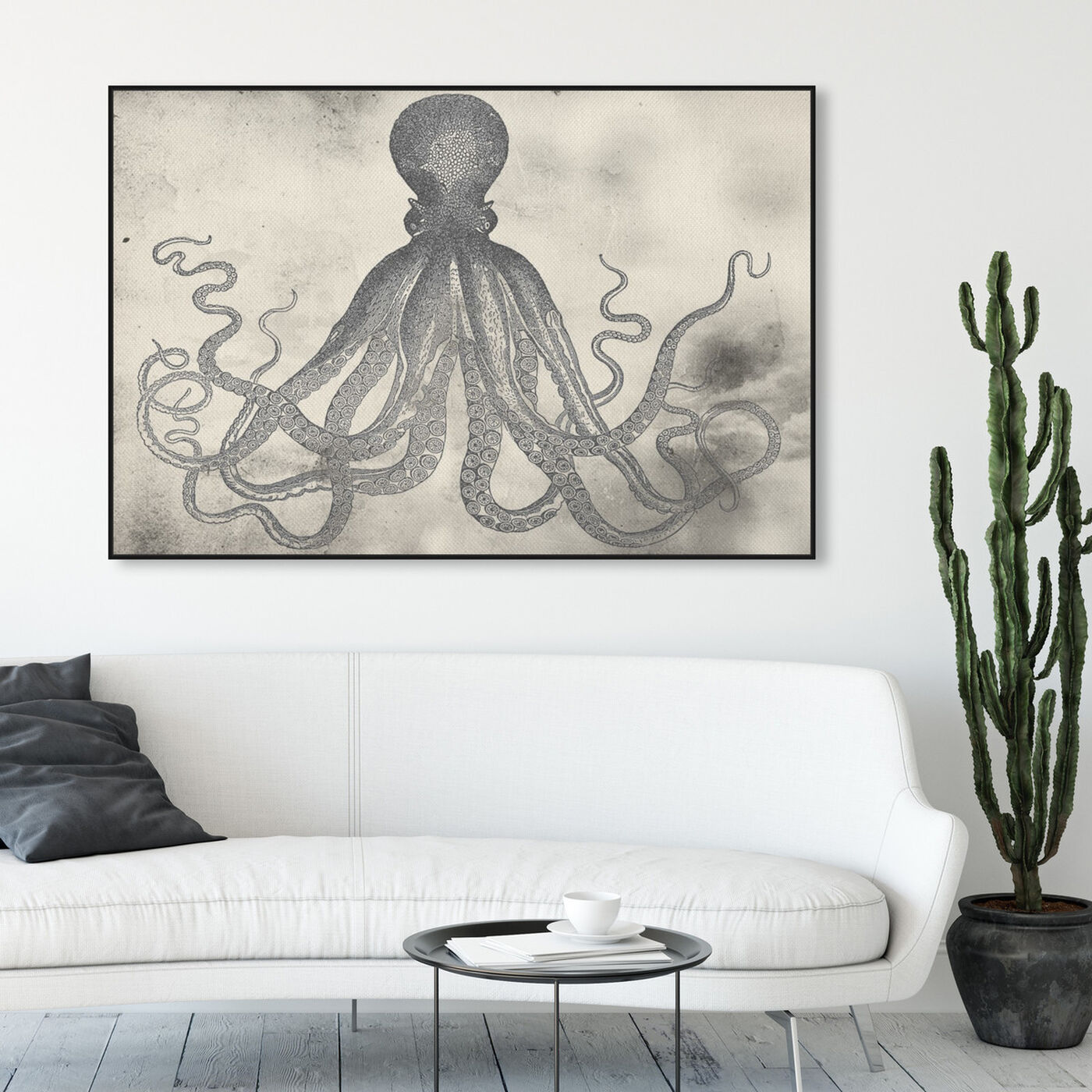 Hanging view of Tangle featuring nautical and coastal and marine life art.