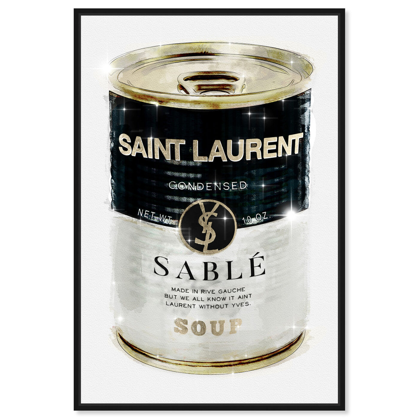 Front view of Rive Sable Soup Can featuring fashion and glam and soup can art.
