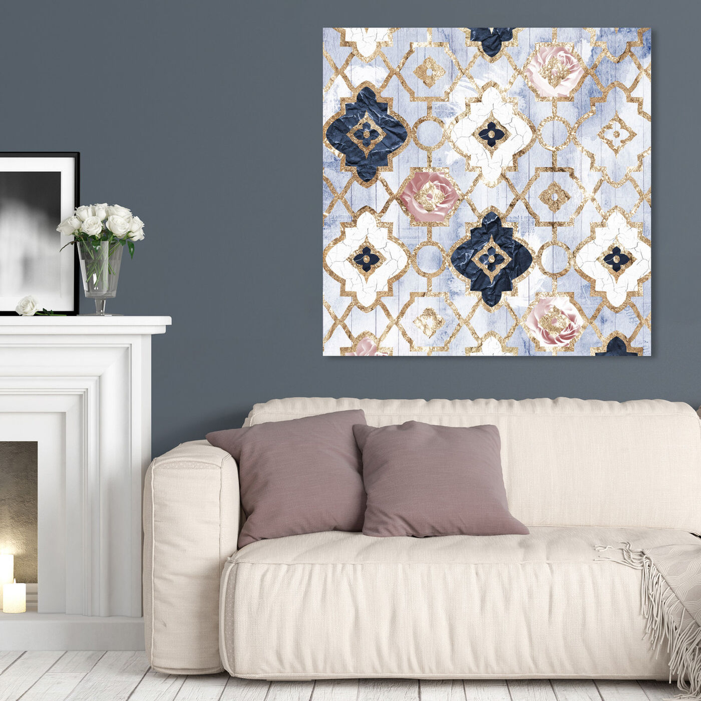 Hanging view of Rose Quartz Moroccan featuring abstract and patterns art.
