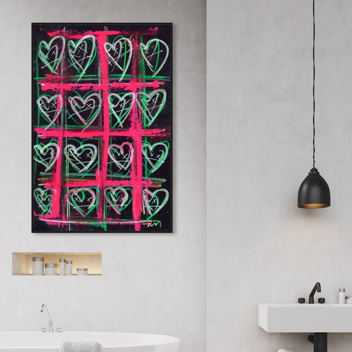 Hanging view of Vermelho by Tiago Magro featuring fashion and glam and hearts art.