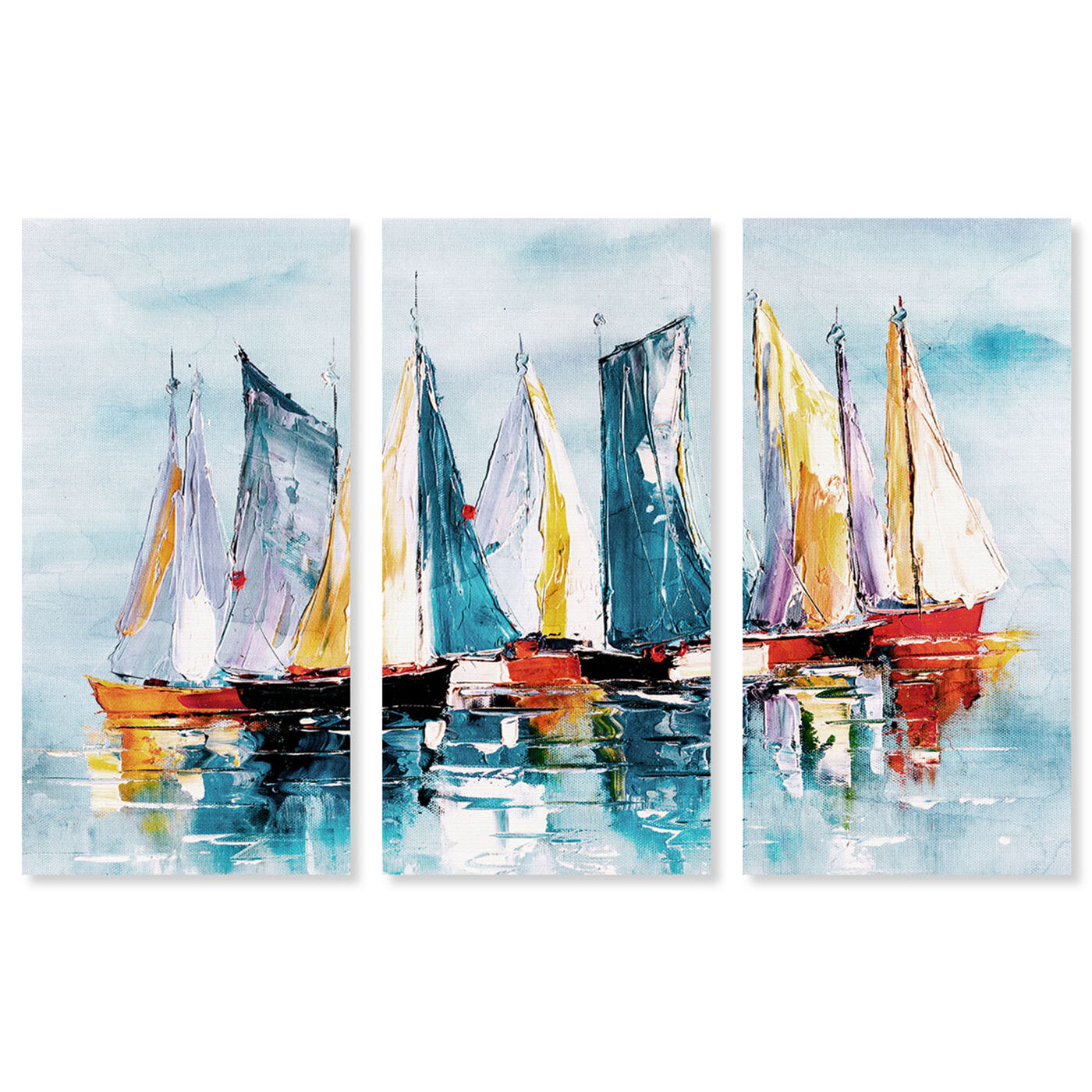 Abstract Sailboat Painting 3D Modern Oil Painting on Canvas Large Wall