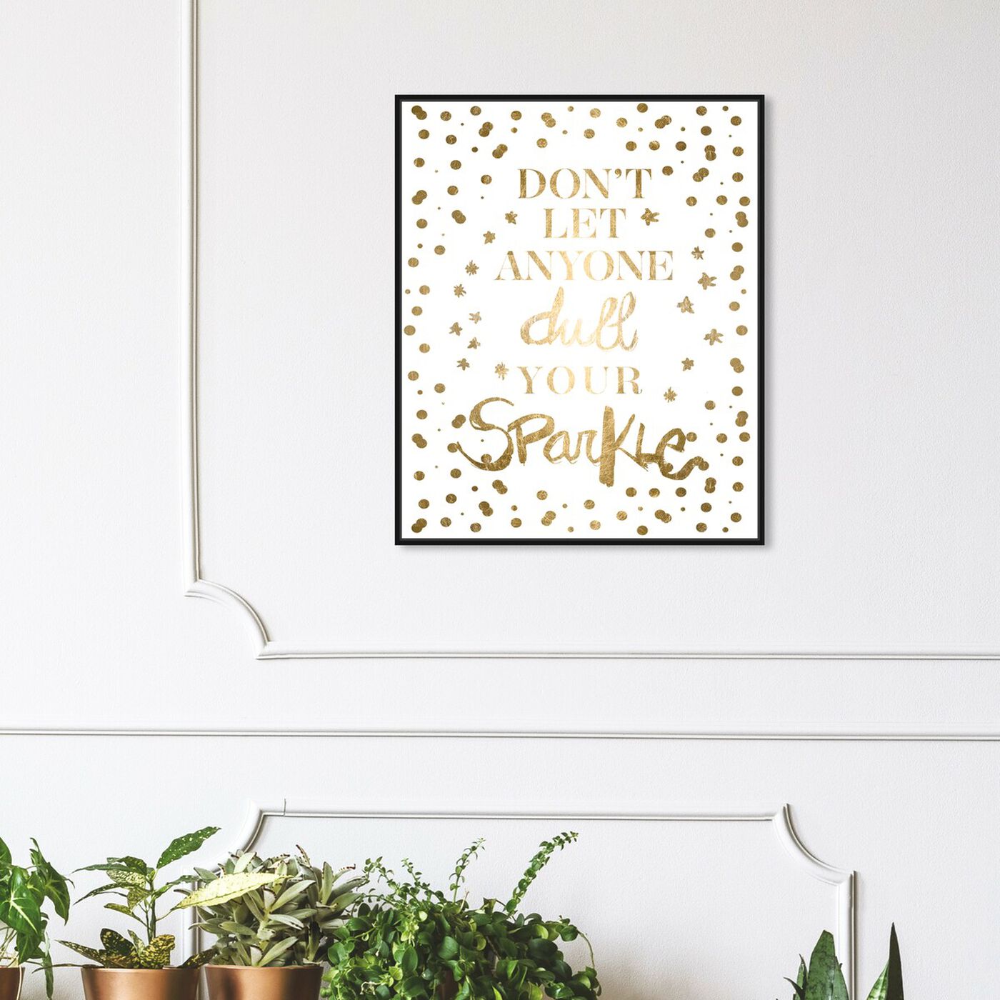 Hanging view of Always Shine Confetti Gold Foil featuring typography and quotes and beauty quotes and sayings art.