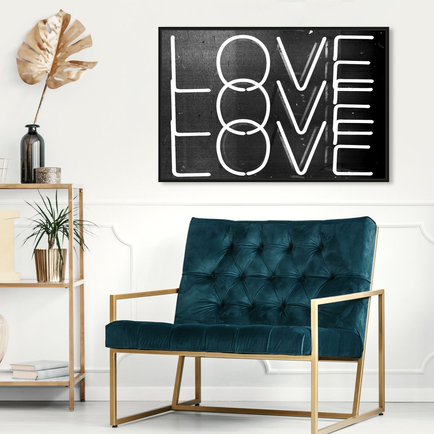 Hanging view of Love Neon Nights featuring typography and quotes and love quotes and sayings art.