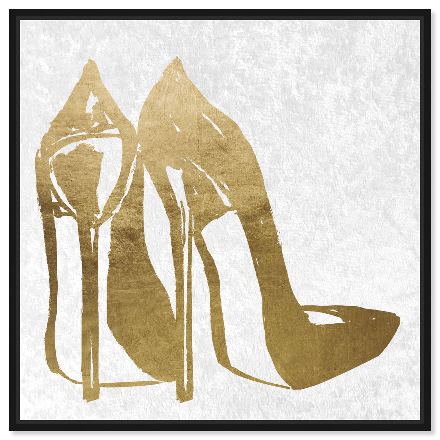Front view of Gold and Velvet Heels featuring fashion and glam and shoes art.