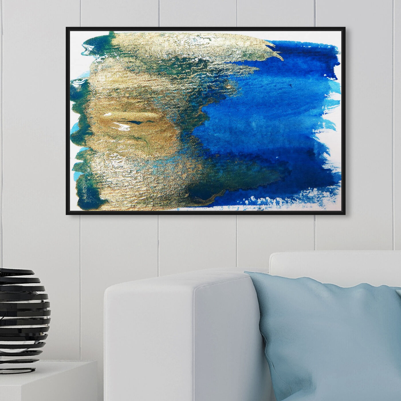 Hanging view of Impero featuring abstract and watercolor art.